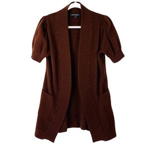 Avellini burgundy 2 ply cashmere short sleeve cardigan open front size medium
